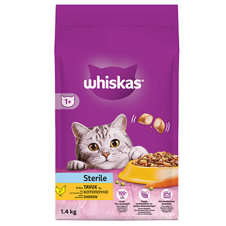 WHİSKAS KURU MAMA STERİLİSED TAVUKLU 1,4 KG*6